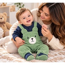 Ayıcık Detaylı Askılı Bebek Tulum Takımı