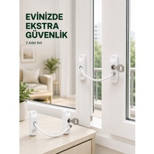 Efnaz Style Çocuk Güvenliği Için Kablolu Pencere Kilidi Anahtarlı Emniyet Aparatı 2 Adet