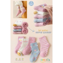 Color Socks 5 Çift Puantiyeli Desenli Kız Çocuk Içi Polarlı Kışlık Çorap