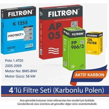 Netparset Volkswagen Polo 1.4tdı 2005-2009 Filtron 4'lü Filtre Seti (Karbonlu)-Bms-Bnv