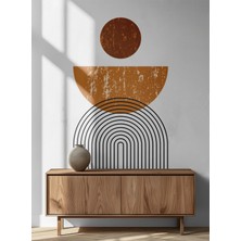 S Digital Boho Soyut Güneş ve Kemer Duvar Stickerı - Geometrik Iskandinav Salon Yatak Odası Antre Uyumlu Dekoratif Duvar Folyosu