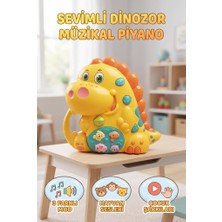 Farbu Oyuncak Montessori Sevimli Dinazor 3 Farklı Modlu Hayvan Sesleri Ritim ve Nota Öğreten 23 cm Bebek Oyuncağı