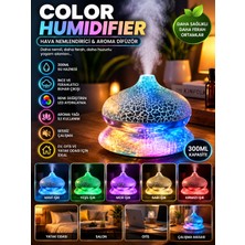 Azurtech Color Humidifier 300ML Renk Değiştiren Hava Nemlendirici Aroma Difüzör LED