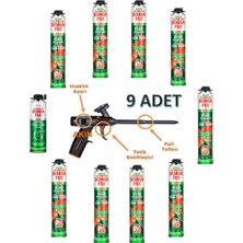Somafix 9 Adet 750 ml Somafix Tabancalı B1 Yangına Dayanıklı Teflon Köpük Tabancası Köpük Temizleyicisi Seti
