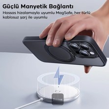 Emt Pazarlama® Baseus iPhone 15 Plus Skyring Serisi Standlı Magsafe Manyetik Kılıf + Tempered Ekran Koruyucu SET-(5775)