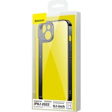 Emt Pazarlama® Baseus Glitter iPhone 14 6.1 Renkli Kenar Silikon Kılıf + Tempered Ekran Koruyucu SET-(5775)