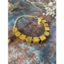 Store By Dilara Doğal Taş Hematit Gold Renk Vintage Bileklik