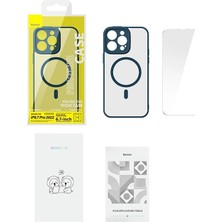 Emt Pazarlama® Baseus Frame Series iPhone 14 Pro Max 6.7 Kamera Koruyuculu Magsafe Kılıf + Tempered Ekran KORUYUCU-(5775)