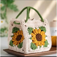 Kurbağa Motifli Model Handmade Örgü % 100 Cotton Kadın El Çantası