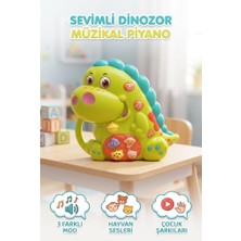 Farbu Oyuncak Montessori Sevimli Dinazor 3 Farklı Modlu Hayvan Sesleri Ritim ve Nota Öğreten 23 cm Bebek Oyuncağı