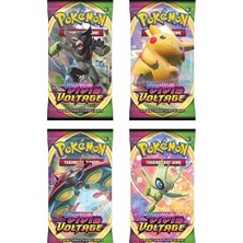 Aksu Vivid Voltage Pokémon Oyun Kartları ve Koruma Çantası Seti (4 Paket)