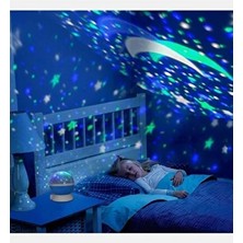 Aksu Renkli Ay Yıldızlı Galaxy Gece Lambası, Gökyüzü Temalı Projektör