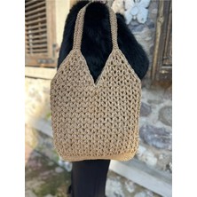 . Bags Hasır El Örgüsü Fıstıklı Çanta