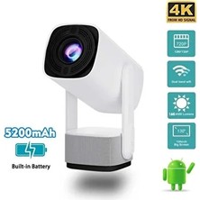 Aksu Taşınabilir 4K Wi-Fi Rgb LED Akıllı Projeksiyon, Powerbanklı, Android Uyumlu