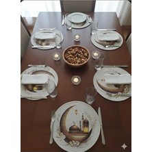 Aksu Ramazan Temalı Örgü Amerikan Servis 12'li Set, Ay ve Fener Desenli