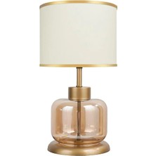 Aksu Şeffaf Altın Renkli Cam Abajur, Şık ve Modern Aydınlatma Seçeneği