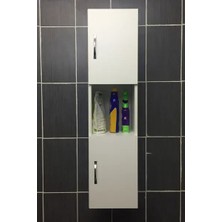 Aksu Iki Kapaklı Bölmeli Beyaz Duvara Monte Çok Amaçlı Banyo Dolabı