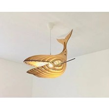 Aksu Doğal Ahşap 3D Balina Puzzle, Çocuk ve Genç Odası Için Lazer Kesim Dekor