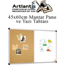 Aksu Çift Fonksiyonlu 45X60 cm Yazı Tahtası ve Mantar Pano, Alüminyum Çerçeveli