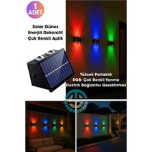 Aksu Güneş Enerjili Çift Taraflı 4 LED Renkli Aplik Bahçe Duvar Aydınlatması