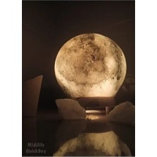 Aksu Doğal Küre Lamba, Dekoratif Tuz Lambası, Abajur, Gece Lambası, Beyaz