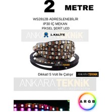 Aksu Adreslenebilir Magic LED 5V WS2812B IP30, 2m, 60 Chip Renkli Işık Şeridi