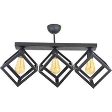 Aksu Modern Geometrik Metal Plafonyer, Rustik Retro Tarz Aydınlatma