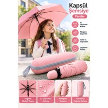 Okul Iş ve Günlük Kullanıma Uygun Pembe Kapsül Şemsiye Pratik Taşınabilir Tasarım Nemere