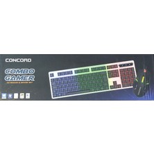 Concord C-67 Combo Gamer Kablolu Gamıng Rgb Işıklı Standart Q Klavye + Mouse Set