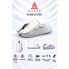 Ajazz NJ08 Ultra PAW3950 1000 Hz Kablosuz Oyuncu Mouse Beyaz
