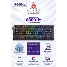 Ajazz AK680 V3 8000 Hz Manyetik Rgb Oyuncu Klavyesi Siyah Ice Island
