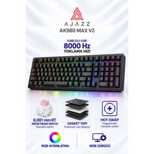 Ajazz AK980 Max V2 8000 Hz Manyetik Rgb Oyuncu Klavyesi Siyah Meow Meow