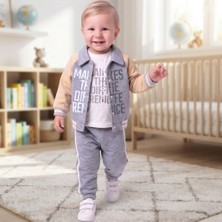 Erca Home Tekstil Ürünleri Pamuklu Kışlık Kolej  Üçlü Takım 9 Ay,12 Ay,18 Ay,2y Erkek Gri