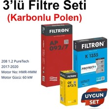 Netparset Peugeot 208 1.2 Puretech 2017-2020 Filtron 3'lü Filtre Seti (Karbonlu)