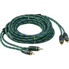 For-X X-1122G-5M Rca Kablo Alüminyum Folyo Ekranlamalı ve Fiber Örgülü Altın Kaplama  Rca Kablosu