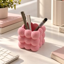 Basart Dekoratif Kalemlik – Bubble Tasarım 3D Baskı Masaüstü Kalem Organizeri Kırmızı
