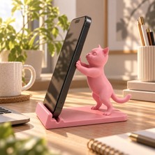 Basart Dekoratif Kedi Figürlü Telefon Standı | Masaüstü Telefon Tutucu | 3D Baskı Organizer