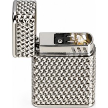Onr Store Ses Komutlu USB Şarjlı Benzinli Metal Çakmak Gold Gümüş Premium Desenli Model