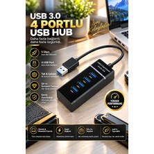 USB 3.0 4 Portlu Hub 5 Gbps Hızlı Veri Aktarımlı USB Çoklayıcı