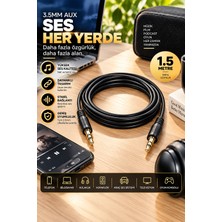 3.5mm Aux Kablo 1.5 Metre Erkek-Erkek Ses Kablosu Telefon Bilgisayar Araba Hoparlör Kulaklık Uyumlu