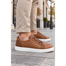 Mevese Egitserp Bağcıklı Cilt Kapitone Desenli Erkek Günlük Sneaker Ayakkabı - Taba