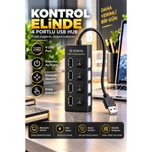 4 Portlu USB 2.0 Hub Bağımsız Açma Kapama Anahtarlı Çoklayıcı