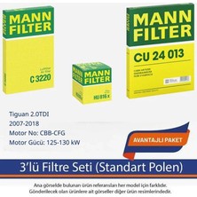 Netparset Volkswagen Tiguan 2.0tdı 2007-2018 Mann 3'lü Filtre Seti (Standart Polen)-Cbb-Cfg