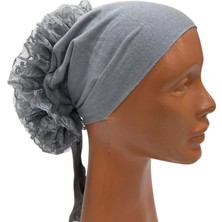Happy Scarfs Dantelli Dikişsiz Bone - Gri