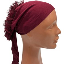 Happy Scarfs Dantelli Dikişsiz Bone - Bordo