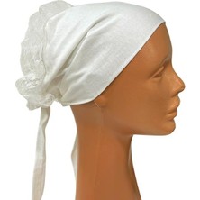 Happy Scarfs Dantelli Dikişsiz Bone - Ekru
