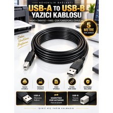Usb-A To Usb-B Yazıcı Kablosu 5 Metre Yazıcı Tarayıcı Bağlantı Kablosu