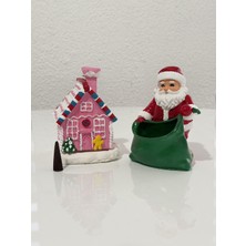 Pembe Şeker Ev ve Seoetli Noel Baba Dekoratif Tütsü El Yapımı