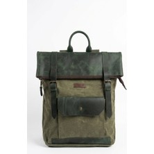 Old Cotton Cargo Cahuilla Hakiki Deri & Mumlu Kanvas Vintage Sırt Çantası – 15.6" Laptop Bölmeli Unisex Kamp, Seyahat ve Günlük Çanta