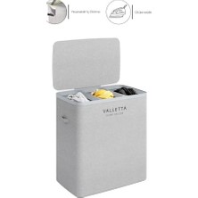 Omrs Store 120L Üç Yıkanabilir Bölmeli Katlanabilir Kumaş Kirli Çamaşır Sepeti Gri